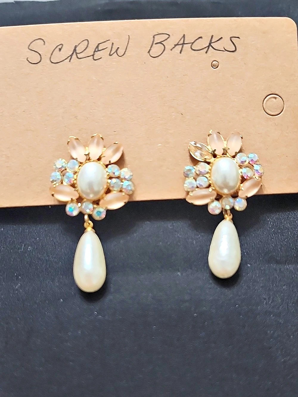 Pearl Drop Floral Earrings Like New